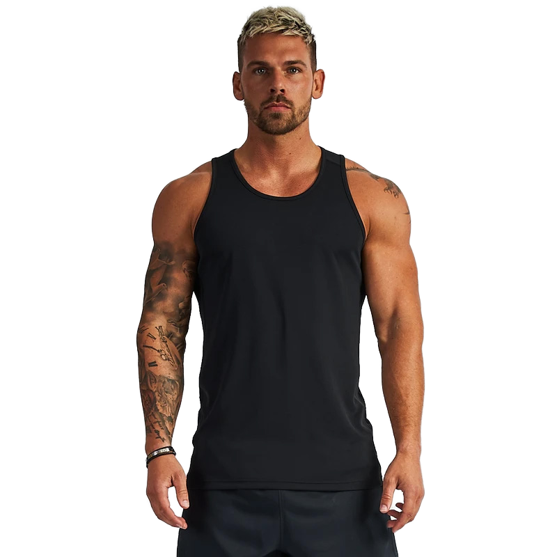 Men's Casual Gym Tank Top Breathable Polyester/Cotton Sportswear Sports Jogger Workout Vest Sleeveless Loose Fit Knitted
