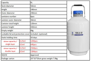Réservoir d'<span class=keywords><strong>azote</strong></span> <span class=keywords><strong>liquide</strong></span> portable en alliage d'aluminium PCZPX 6L avec fonctionnement facile pour le stockage du sperme animal en ferme - Product Image 2