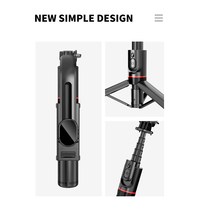 Trépied télescopique pliable portable mini perche à selfie sans fil avec télécommande, en alliage d'aluminium extra long de 1060 mm, L12