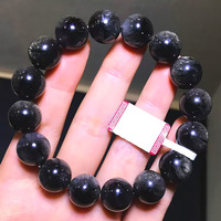 Bracelet en Auralite 23 noire naturelle du Brésil, qualité collection, gemme rare pour collection de pierres précieuses et cadeau haut de gamme