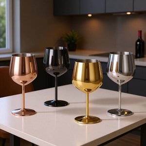 <span class=keywords><strong>Verre</strong></span> <span class=keywords><strong>à</strong></span> <span class=keywords><strong>vin</strong></span> rouge <span class=keywords><strong>à</strong></span> <span class=keywords><strong>pied</strong></span> haut en acier inoxydable 304 de 500 ml, plaqué cuivre, personnalisé en usine, or et argent, <span class=keywords><strong>à</strong></span> simple paroi - Product Image 3