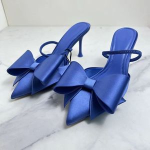 American Fashion Slingback Sexy <b>Heels</b> Women's Pumps Shoes with Bows - Product Image 2