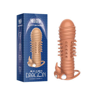 Lupo Fang a forma di Dildo liquido forte vibrazione del <span class=keywords><strong>pene</strong></span> manica del <span class=keywords><strong>pene</strong></span> massaggiatore vibratore guaina indossabile guaina per la stimolazione del <span class=keywords><strong>pene</strong></span> - Product Image 4