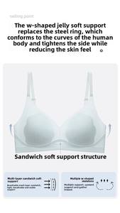 <span class=keywords><strong>Sujetador</strong></span> fresco antibacteriano 10A ultrafino para mujer, copa de pétalo trasero de belleza en U profunda, <span class=keywords><strong>tira</strong></span> de gelatina, soporte suave, calzoncillos de tiro bajo Hipster - Product Image 3