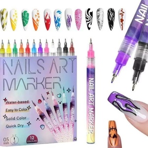 Ensemble de stylos pour nail art personnalisés, 12 couleurs, stylos à vernis à ongles, séchage rapide, imperméables, kit de stylos pour peinture artistique, pour la création de nail art à domicile - Product Image 1
