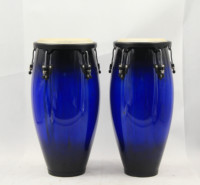 Ensemble de congas professionnels en bois de caoutchouc laqué rouge avec support 10''+11''