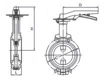 Katup Kupu-kupu Wafer Tipe Gagang Besi Cor Grafit Sferoid KITZ DN40 Manual PN16DJE untuk Aplikasi Air