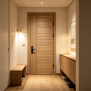 Puertas de Polímero y Madera Sólida de Lujo, Puerta Batiente de Alta Gama con Núcleo Sólido, Puerta de Entrada de Madera con Diseño Insonorizado para Villas, Hoteles y Escuelas - Product Image 2