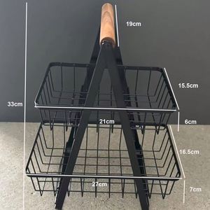 Detachable 2-3 Tier Iron Metal Classic Fruit <b>Basket</b> Home Decorative Kitchen Countertop Organizer Woven Bread Stand <b>Foldable</b> - Product Image 1