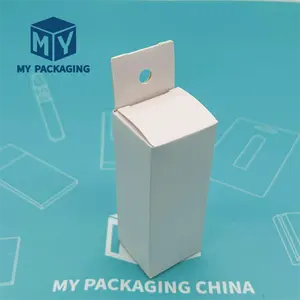 Biodegradable Cardboard Boxes With Paper Hanger Folding Carton Packaging Auto Bottom Die Cut Box For CR Cart Glass Vaporizer