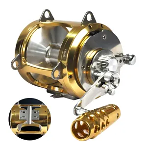 Gold Marine Ocean Tuna Shark Offshore Deep Sea Fishing Reels Full Metal 2 Speed 50W 80W Big Game Trolling Fishing Reel Saltwater