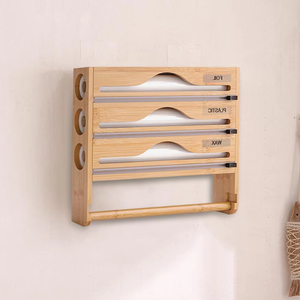 Boîte de découpe de film alimentaire et de papier d'aluminium en gros avec serviette murale en papier intégrée et kit de grattoir multi-couches dissimulé pour cuisine - Product Image 1