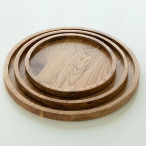 Plateau de service décoratif élégant en bois naturel poli, respectueux de l'environnement, exporté d'Inde - Product Image 1