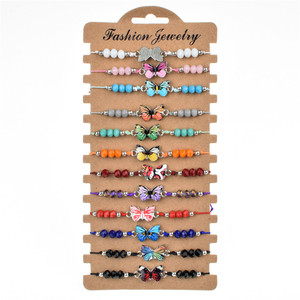 Customized Handmade Zinc Alloy Bohemian Butterfly Beaded Braided Friendship <b>Bracelets</b> 12pcs <b>Set</b> for Kids Gifts - Product Image 6