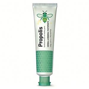 Vente en gros d'usine, OEM, marque privée, dentifrice à base d'extraits naturels de plantes, sans fluor, pour la santé des gencives, dentifrice à la propolis verte - Product Image 1