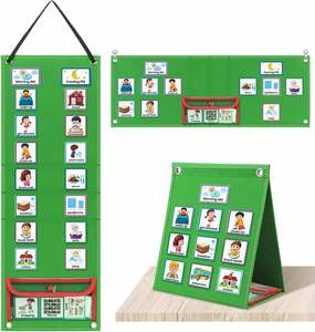 Tableau de planification visuel mural pliable multifonctionnel en feutre, cinq couches, pour la routine quotidienne des enfants, 68x24cm, design moderne - Product Image 1