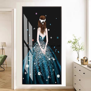Art mural sur toile pour <span class=keywords><strong>chambre</strong></span> à coucher, robe décorative étoilée et scintillante, <span class=keywords><strong>peinture</strong></span> en porcelaine cristal pour dame à la mode moderne - Product Image 4