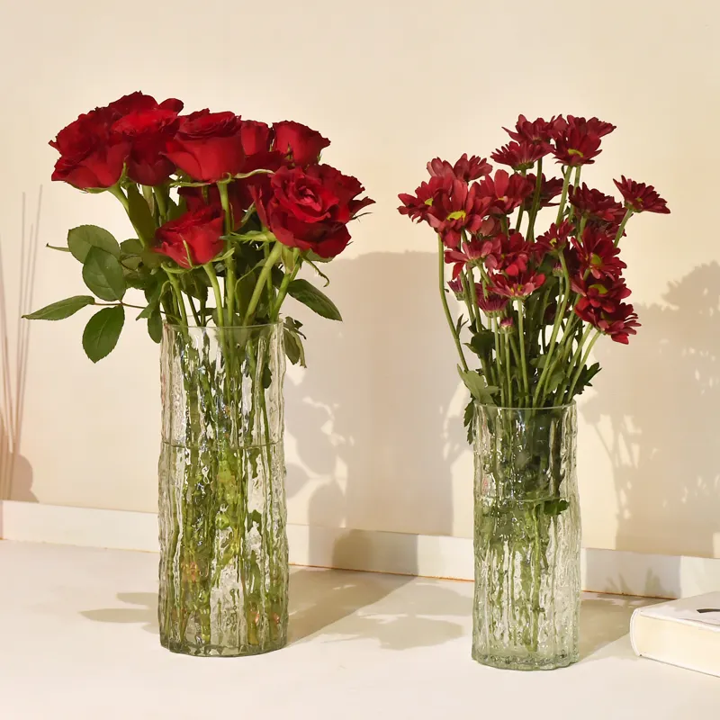 Grosir Pabrik vas kaca hiasan tengah meja vas bunga kaca kristal besar bening
