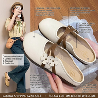 Mules à bout fermé à brides croisées florales pour femmes, vente en gros directe usine, chaussures plates à enfiler à semelle souple, chaussures décontractées d'extérieur