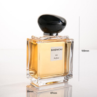 Flacon pulvérisateur de parfum pour femme en verre transparent rectangulaire vide de 100 ml de haute qualité avec boîte d'emballage