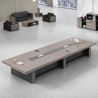 Table de conférence moderne en bois de grande taille, design carré simple, mobilier de bureau commercial modulaire JunCheng FS-704 10 places