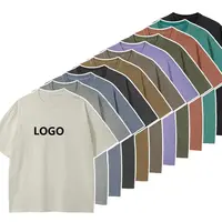 T-shirt d'été en coton surdimensionné, haut de gamme, unisexe, uni, manches tombantes, logo OEM, pour hommes