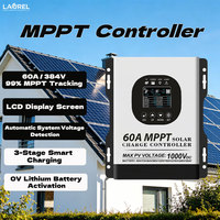 Contrôleur MPPT intelligent 3 étapes 60A/384V avec écran LCD HD, paramètres réglables, onde sinusoïdale pure pour éclairage solaire de rue et camping-car