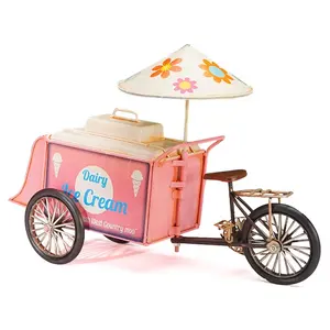 Vintage Metal Craft Coin Bank Retro Antique Ice Cream Tricycle Model Car Home Pub Office Restaurant Decoration