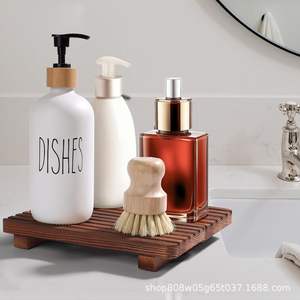 Wooden <b>Bathroom</b> <b>Storage</b> Rack Rectangular Solid Wood <b>Countertop</b> Soap Holder Durable Freestanding Ornament Stand - Product Image 5