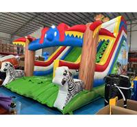 Toboggan aquatique gonflable tropical avec piscine, toboggan aquatique gonflable commercial pour enfants