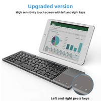 Clavier Bluetooth pliable 3 volets en plastique OEM, 64 touches, portable, fin, sans fil, avec pavé tactile pour Mac et iOS, gris sidéral