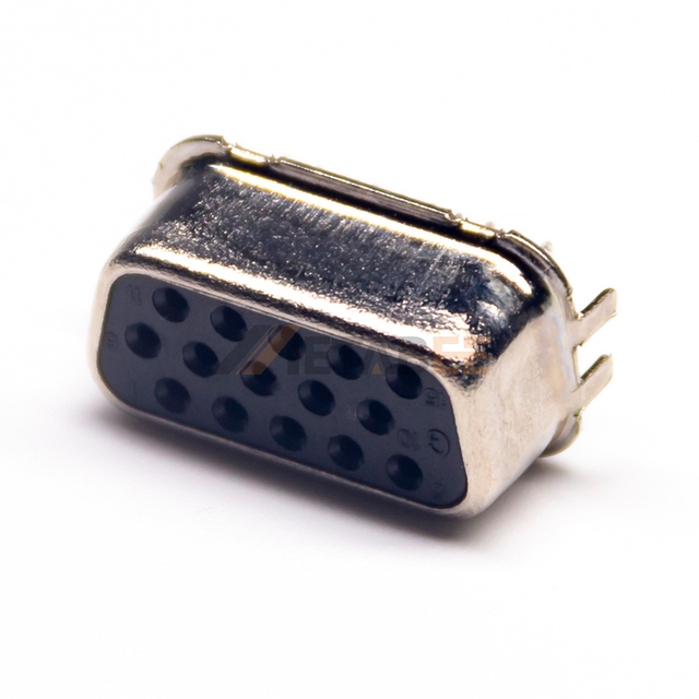Mini D-Sub DB15 Female Connector 2.29mm Pitch PCB Mount Through Hole Receptacle HD15 VGA Port 3-Row Signal Interface Data Port