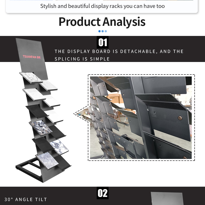 New Design Factory Floor Standing Sample Metal Frame Ceramic Stand Tiles Floors Tower Quartz Stone Display Rack