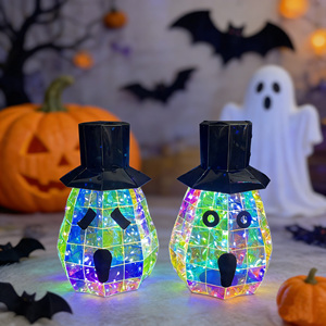 Figura de Calabaza de Halloween Preiluminada de Plástico con Luces LED, Calabaza Jack-O'-lantern para Decoraciones Luminosas de Fiesta - Product Image 1