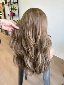 Rambut palsu renda depan kutikula Eropa Remy Virgin sorot coklat dua ditarik kualitas Salon 12A dengan akar gelap - Product Image 5
