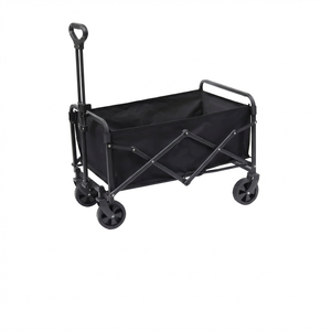 Stainless Steel <b>Folding</b> Shopping Cart Four Wheel Portable <b>Camping</b> Stall Trailer Outdoor Utility Cart - Product Image 1
