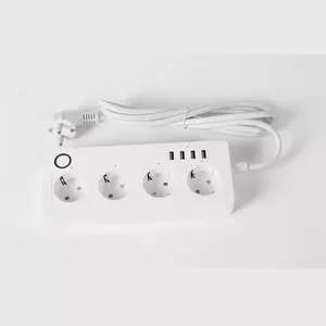 ABUK Tuya WiFi Smart EU Power Strip Surge Protector Extension Socket with Alexa Google Home 4 USB ports power cord with timer