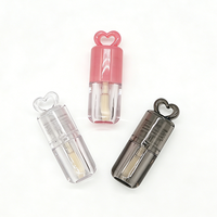 Flacon de brillant à lèvres transparent en forme de cœur de 3 ml, tube vide pour gloss à lèvres avec grand pinceau, emballage cosmétique personnalisé avec logo privé