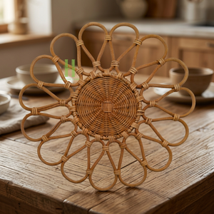 High Quality Eco-Friendly Bohemian Bamboo Charger Plates Handwoven Wedding <b>Table</b> Decoration Scalloped <b>Placemats</b> From Vietnam - Product Image 1