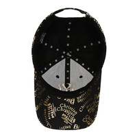 Casquette de baseball unisexe respirante et tendance en coton et polyester à 6 panneaux avec broderie machine et boucle métallique, imprimé graffiti