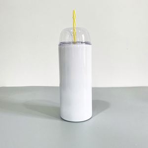 Vaso térmico de acero inoxidable de doble pared con aislamiento al vacío, de 12oz y 24oz, para sublimación, diseño paisaje marino, en blanco, con tapa de cúpula y pajita - Product Image 1