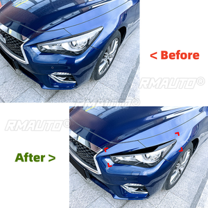 2 pièces - Cache-phares noirs brillants pour voiture - Garniture de protection des phares - Aspect fibre de carbone - Pour Infiniti Q50 2014 2015 2016 2017 2018 2019-2023 - Product Image 2