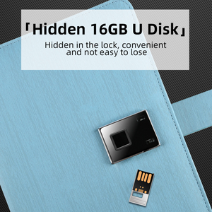 2024 Mới Đến Sự Riêng Tư An Toàn Kinh Doanh Máy Tính Xách Tay Nhật Ký Dấu Vân Tay Khóa Workbook Thời Trang Da Máy Tính Xách Tay Với 16G U Đĩa Và Bút - Product Image 4