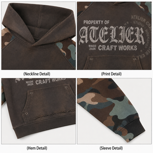 Sudadera con Capucha Personalizada de Felpa de Algodón de 450 g/m², con Franja en Contraste en las Mangas, Estilo Deportivo Urbano, con Logotipo Bordado, para Hombre - Product Image 3