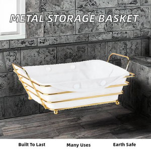 New Design Custom Square Iron Multifunction Storage <b>Basket</b> Eco-Friendly for Home Kitchen Dining <b>Table</b> Use - Product Image 2