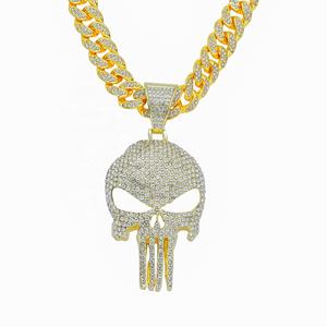 Gran oferta, collar de acero inoxidable de moda callejera de Hip Hop para hombre, colgante de Calavera, Zirconia, <span class=keywords><strong>cadena</strong></span> cubana grande, chapado al vacío para regalo - Product Image 1