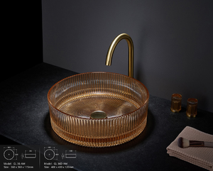 Lusso moderno lavello in vetro di cristallo 5.0 recensione colorato diamante nave arte vetro temperato lavabo per alberghi scolapiatti <span class=keywords><strong>bagno</strong></span> - Product Image 4