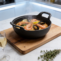 Wok en fonte pré-culotté robuste avec poignées - Poêle à frire antiadhésive à fond plat pour four, cuisinière et barbecue