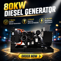 Générateur diesel Weichai 80 kW, type ouvert, super silencieux, démarrage automatique ATS, 100 kVA, panneau de commande intelligent, 50 Hz, 60 Hz, triphasé