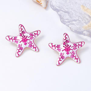 Joyería Pendientes de arcilla polimérica Tendencia Verano Cool Ocean Wind Aleación Estrella de mar Pendiente Joyería fina Pendientes para niñas - Product Image 4
